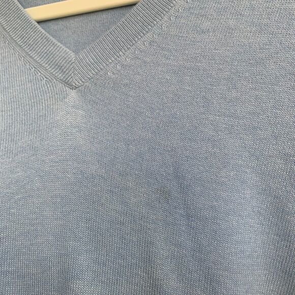 Peter Millar Silk Cashmere V-Neck Sweater Mens XL Blue Pull Over Preppy Office - Picture 6 of 7